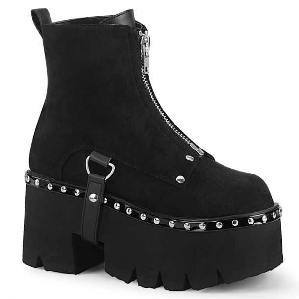 Gothic Ankle Boots ASHES-100 - Velour Schwarz