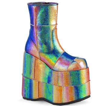 Plateau Ankle Boots STACK-201 - Regenbogen Irisierend