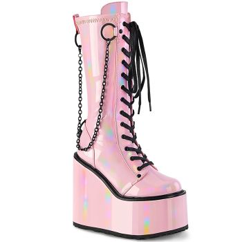 Plateaustiefel SWING-150 - Baby Pink Hologramm
