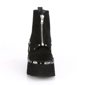 Gothic Ankle Boots ASHES-100 - Velour Schwarz